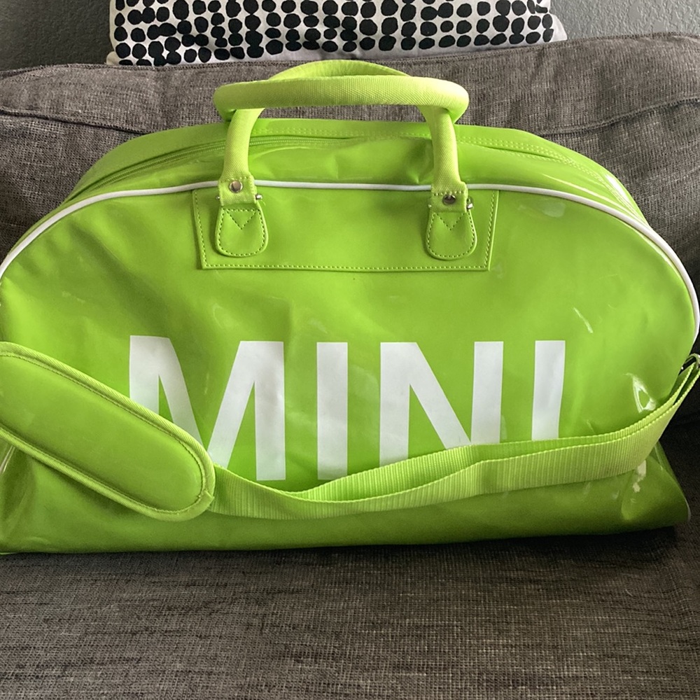 BMW Mini Cooper Lime Green patent Duffel bag XL